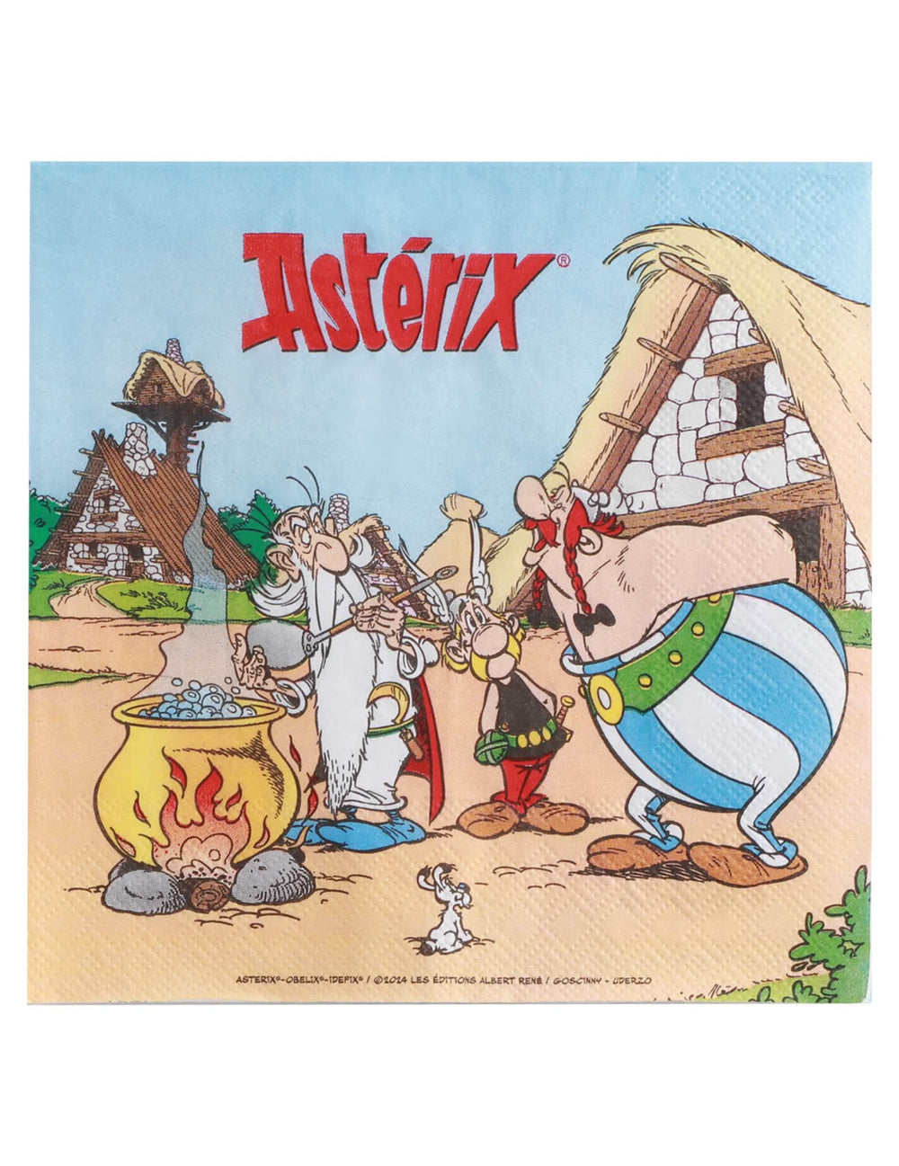 Serviettes en papier Astérix pour fête bleues avec Panoramix et Obélix