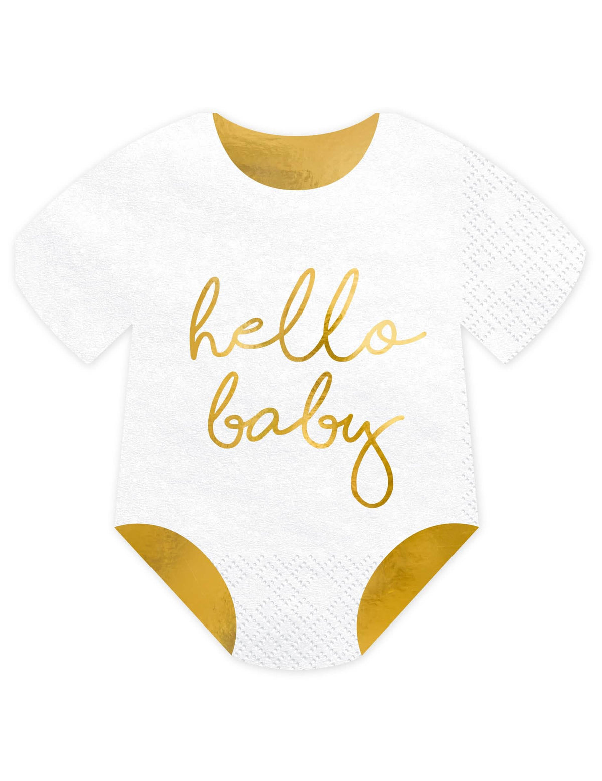 Serviettes en papier body Hello Baby pour baby shower blanc et doré