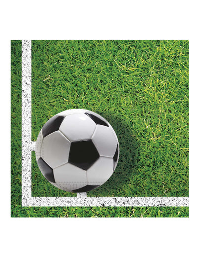 Serviettes en papier football pour fête motif terrain de foot vert