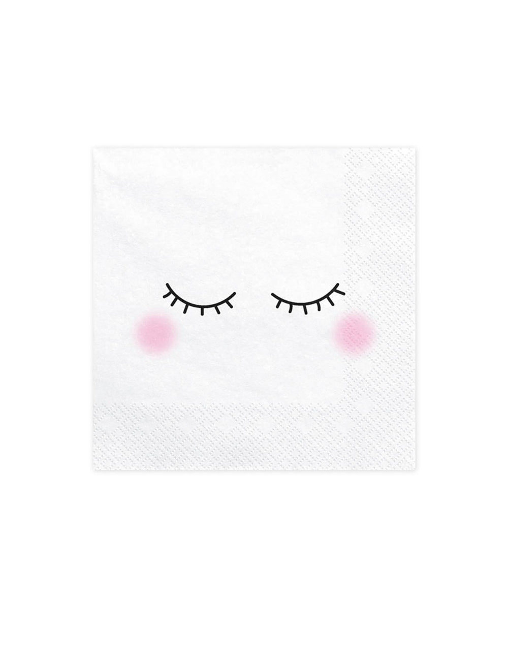 Serviettes en papier licorne blanches avec cils et joues roses