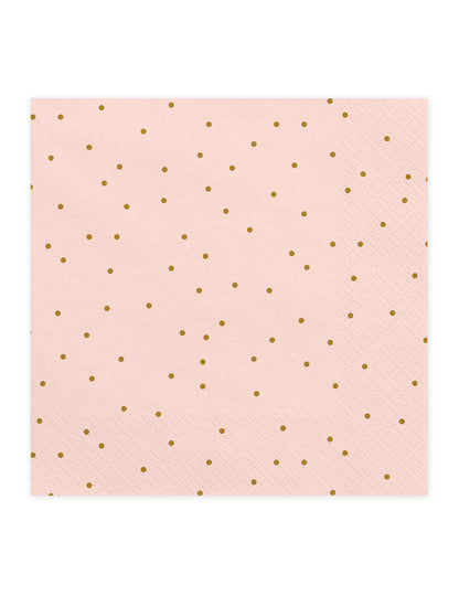 Serviettes en papier à pois dorés roses pâles