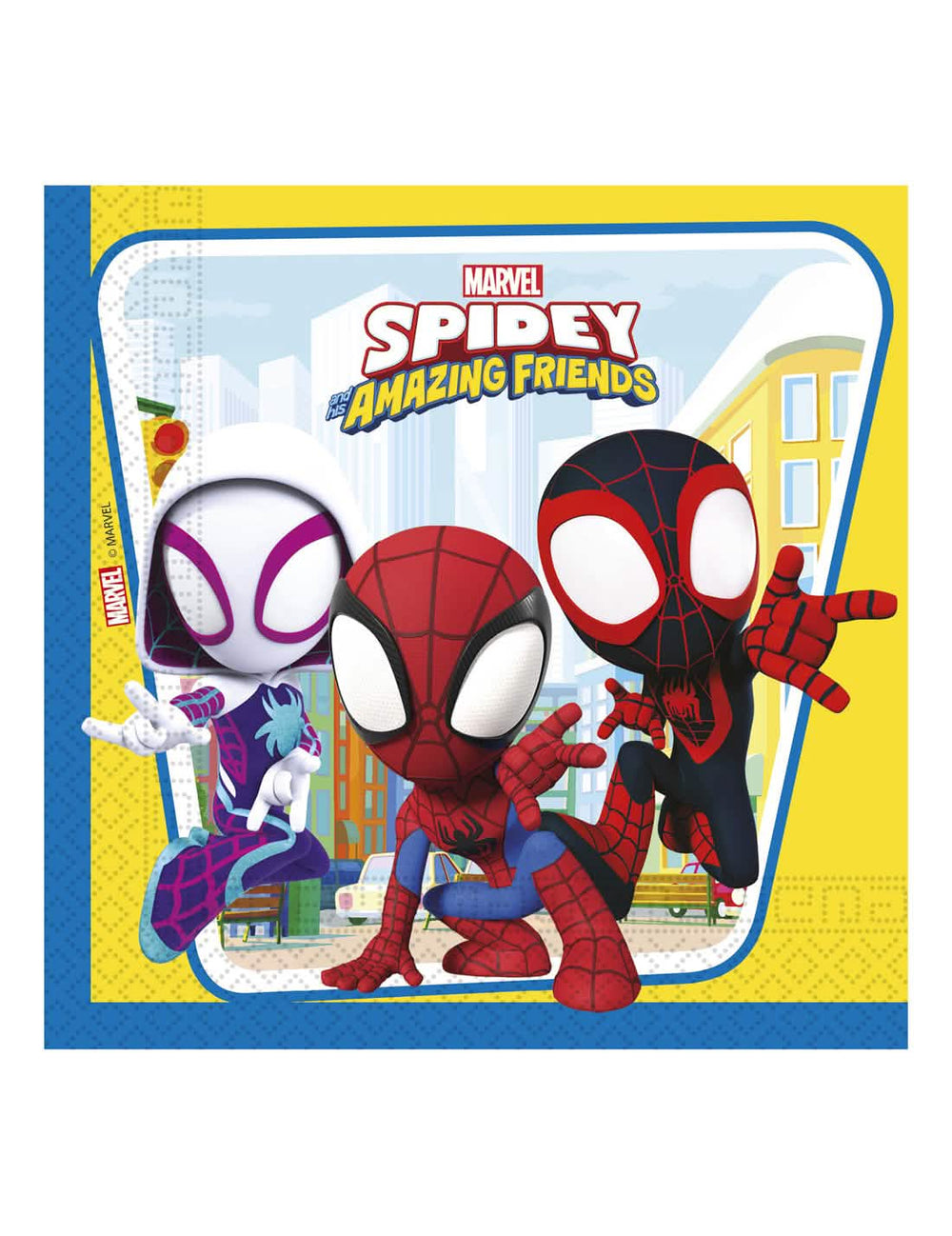20 serviettes en papier Spidey et ses amis bleu et jaune