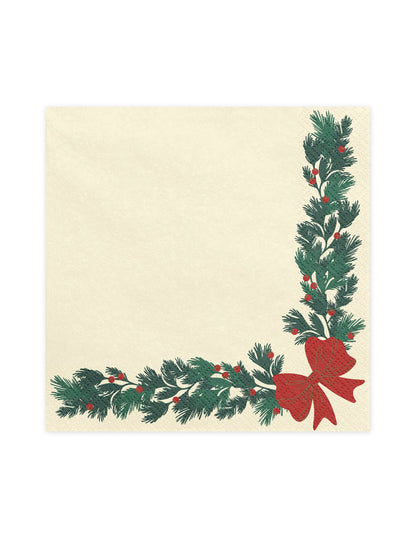 20 servilletas Guirnalda de Navidad beige 33 x 33 cm