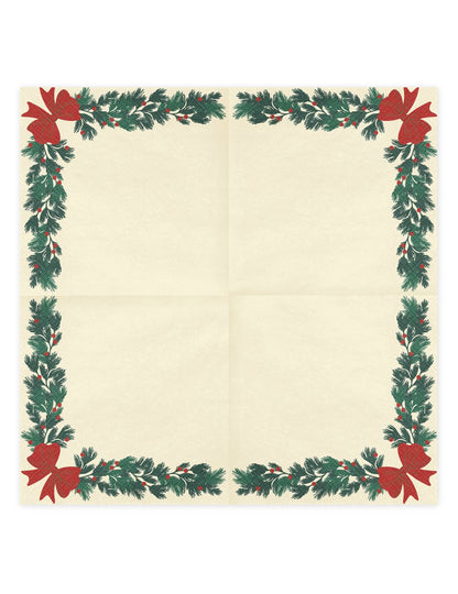 20 servilletas Guirnalda de Navidad beige 33 x 33 cm
