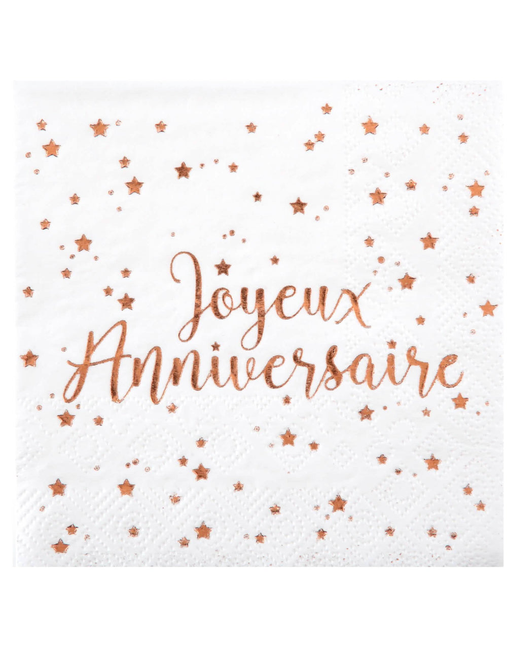 Serviettes en papier Joyeux Anniversaire pour fête rose gold à motifs étoiles roses