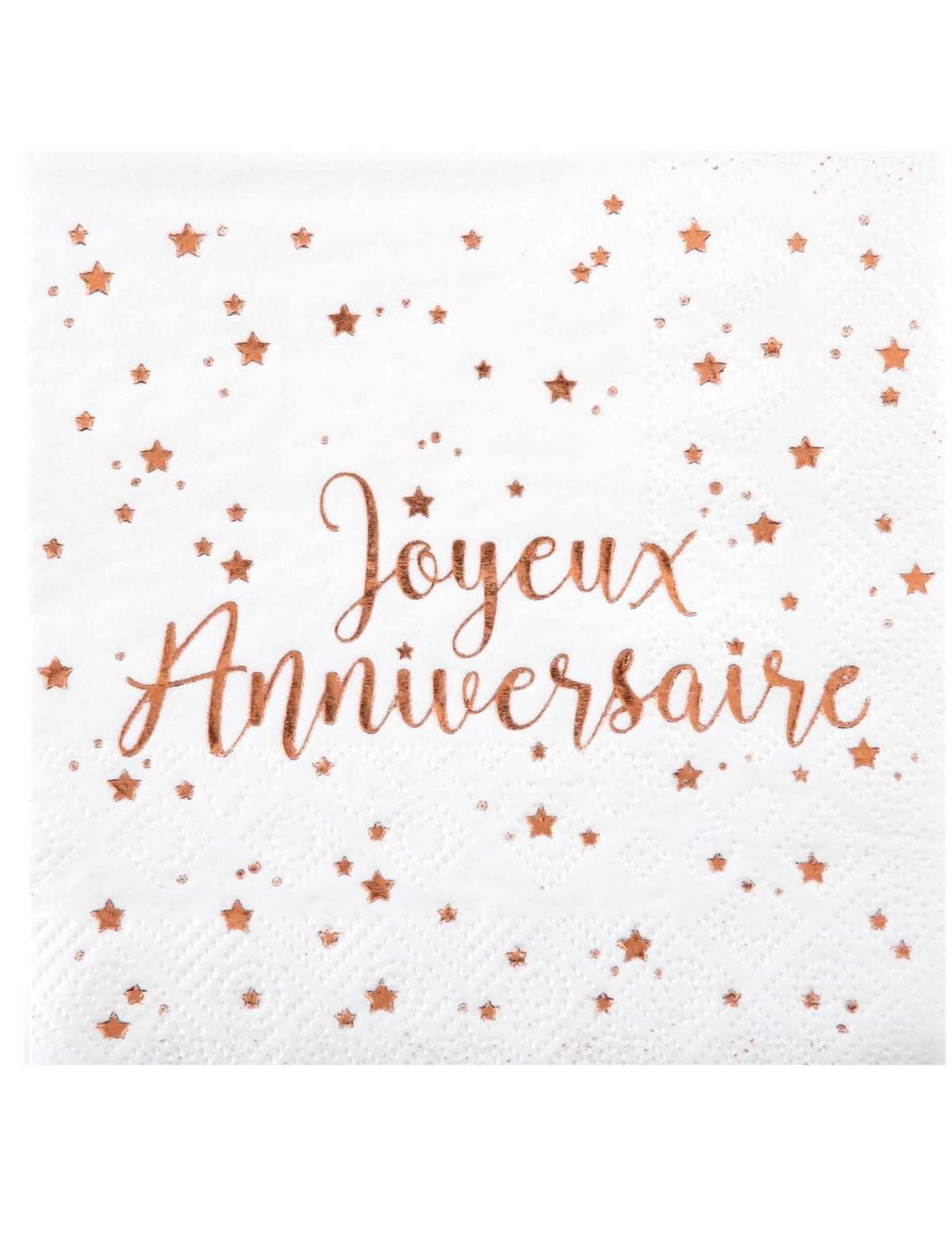 Serviettes en papier Joyeux Anniversaire pour fête rose gold à motifs étoiles roses