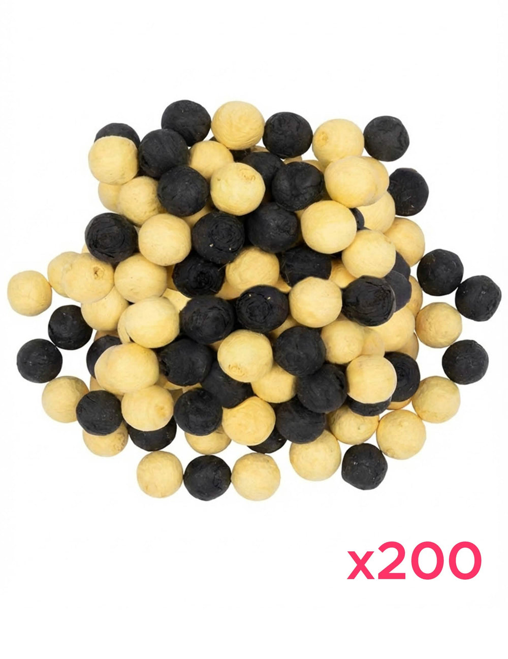 Détail du packaging des boules à sarbacane pour enfant et adulte noir et or lot de 200
