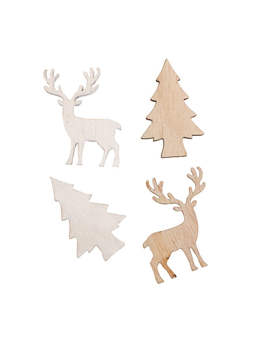 Détail des formes du confettis sapins et cerfs pour décoration de Noël