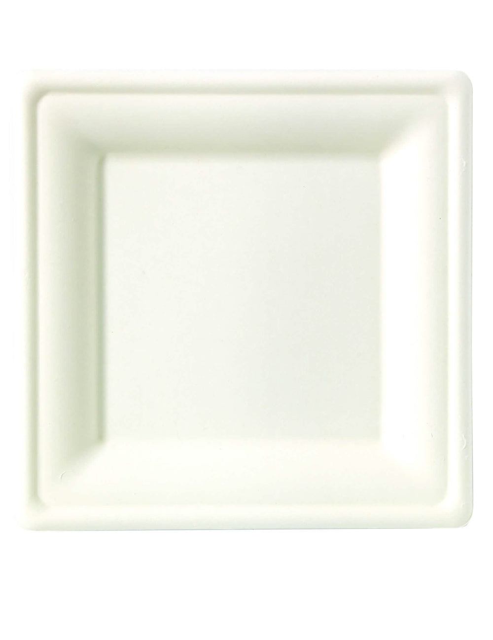 Assiettes carrées en fibre de canne compostables blanches