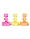 3 portavelas de vidrio para velas en rosa, amarillo y naranja, 10 cm