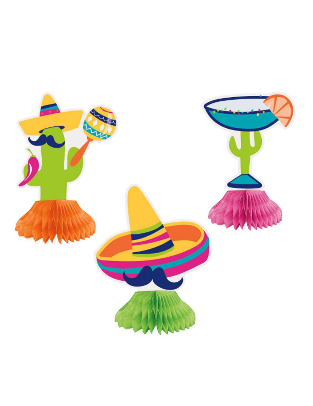 Centros de mesa de cartón boho fiesta cactus y sombreros para fiesta multicolor