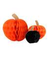 3 calabazas de papel de nido de abeja naranja y negro 10 cm 13 cm y 18 cm