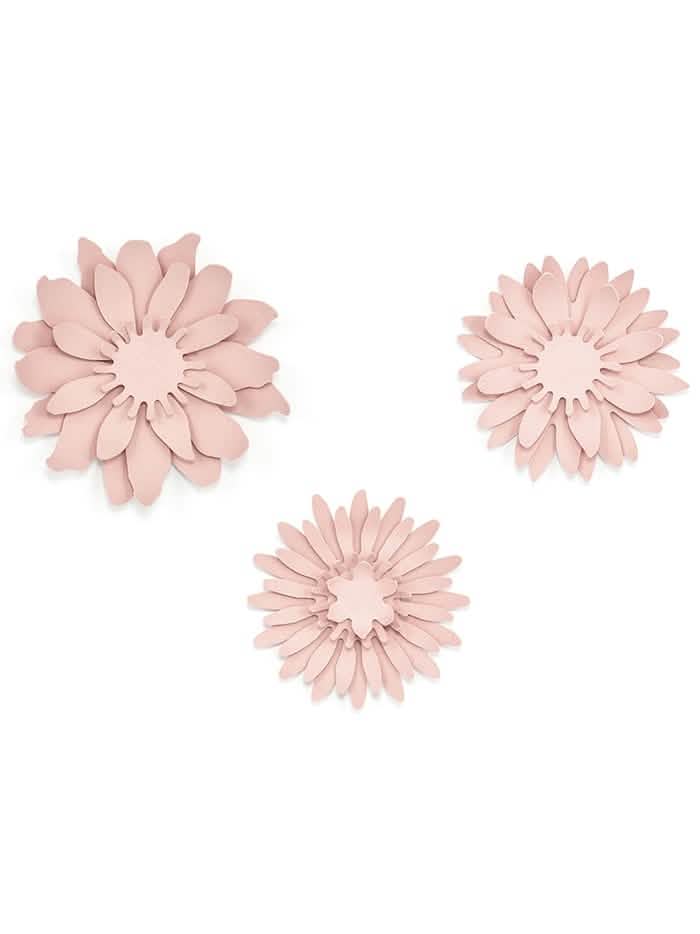 Vue d'ensemble des fleurs en papier 3D pour décoration rose poudré