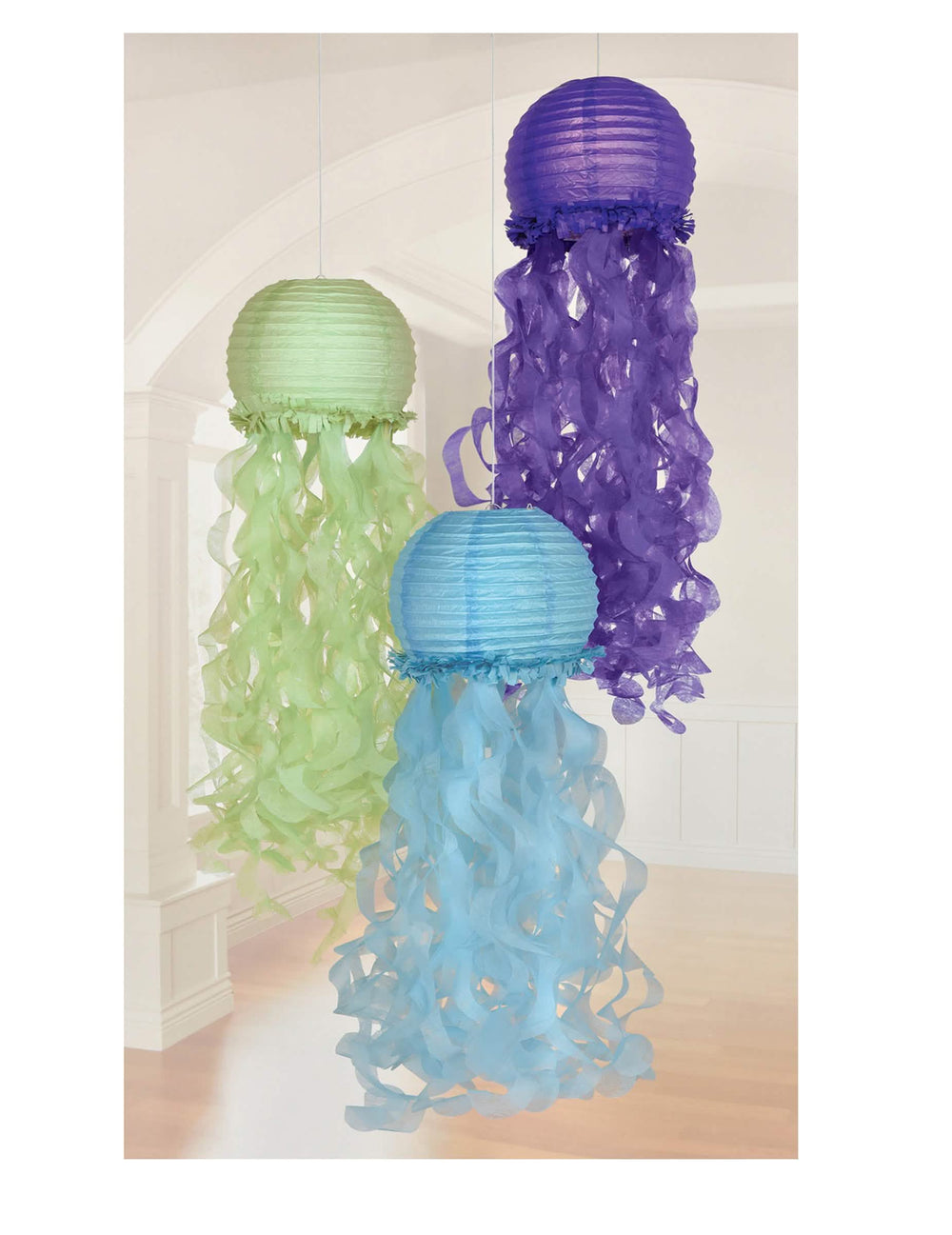 Farolillos de papel medusas sueños de sirenas azul violeta verde