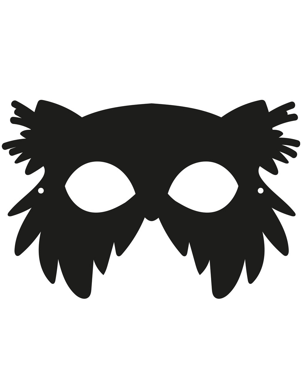 Silhouette d'un autre modèle du masque plat à gratter en carton oiseaux