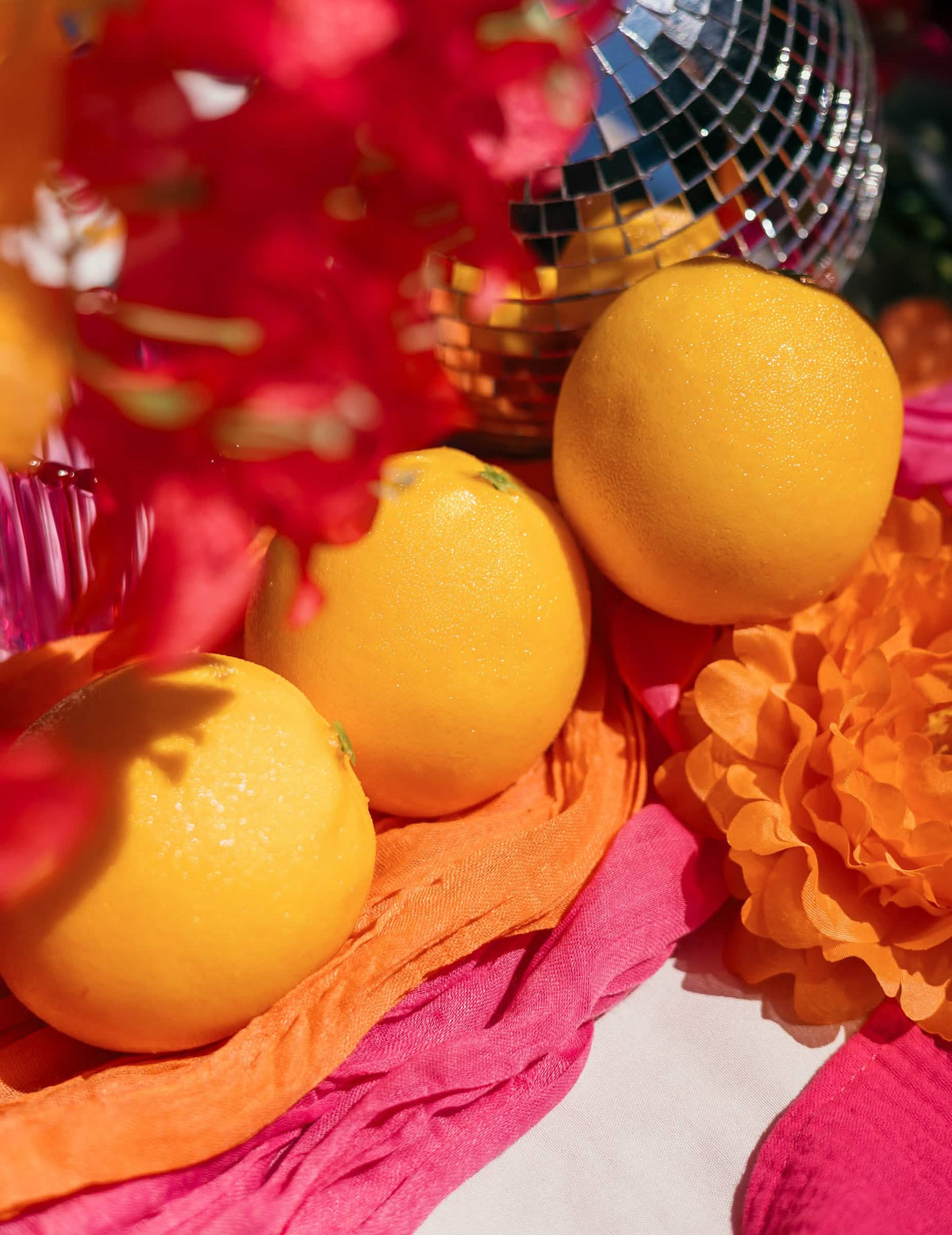 3 naranjas artificiales decorativas de 8 cm