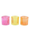 3 portavelas de vidrio rosa, naranja y amarillo de 7,5 cm