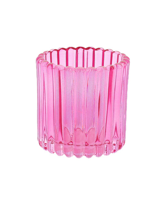 3 portavelas de vidrio rosa, naranja y amarillo de 7,5 cm