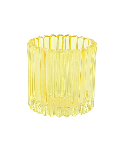 3 portavelas de vidrio rosa, naranja y amarillo de 7,5 cm