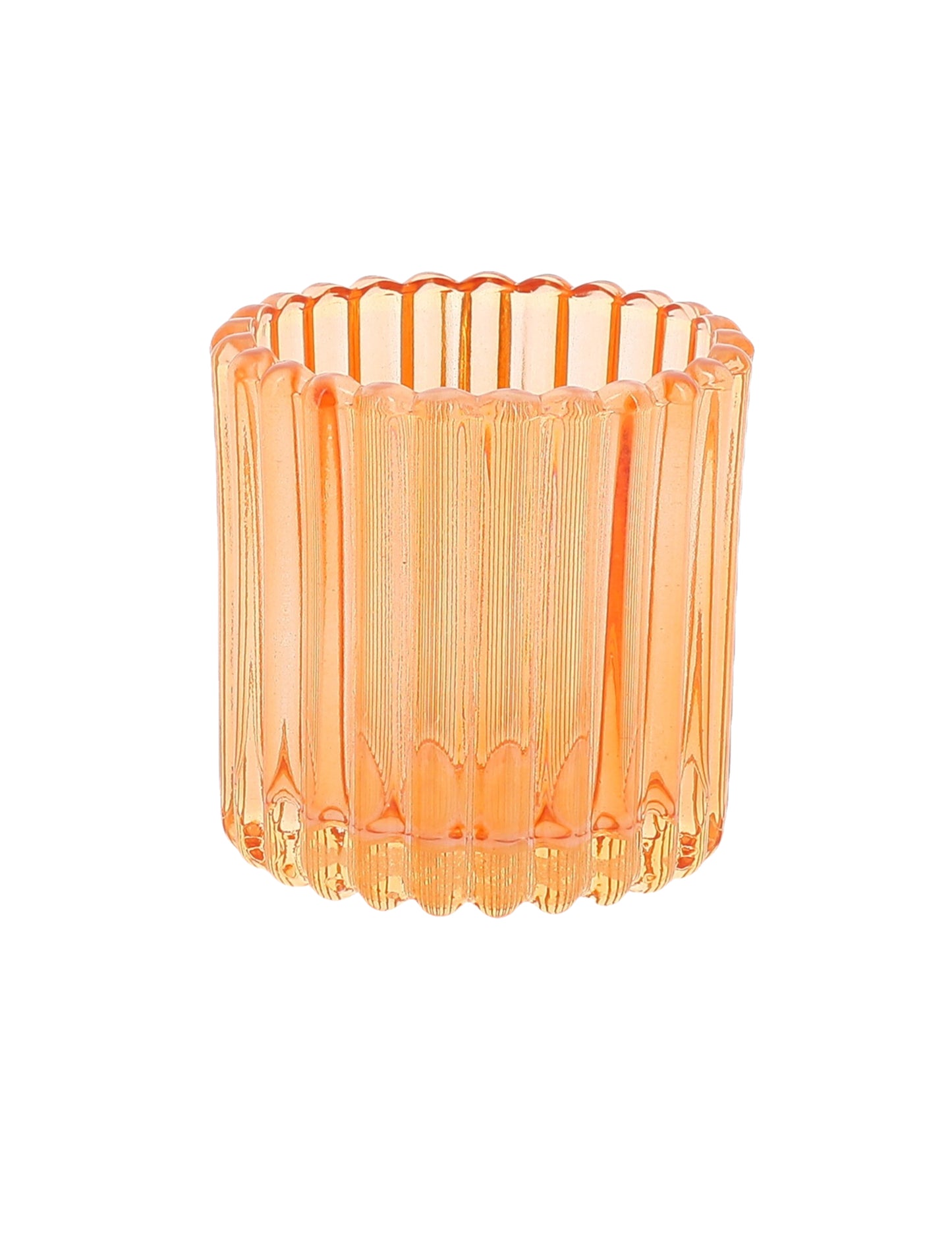 3 portavelas de vidrio rosa, naranja y amarillo de 7,5 cm
