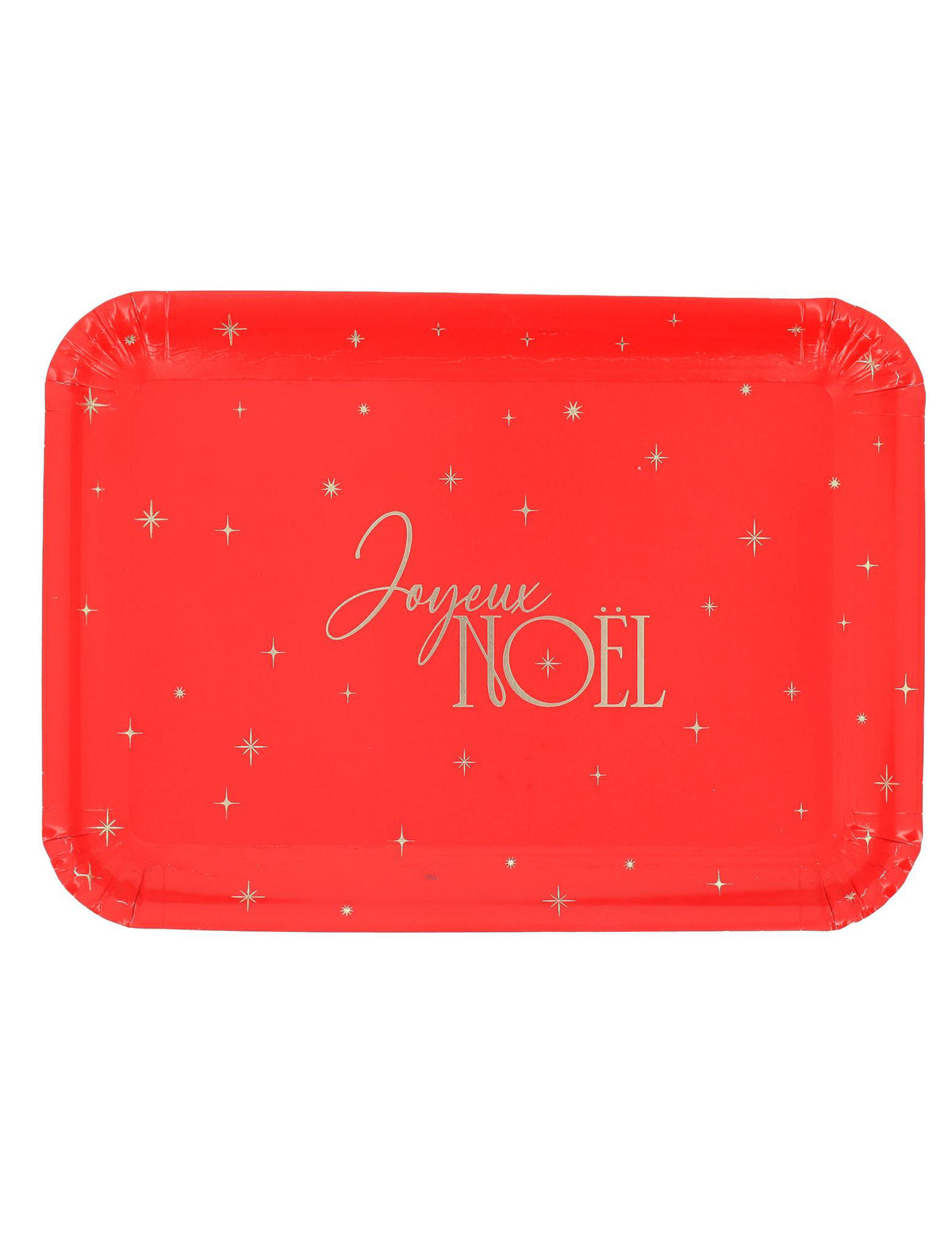 3 bandejas Feliz Navidad de cartón rojo y oro 35 x 25,5 cm
