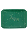 3 bandejas Feliz Navidad de cartón verde y oro 35 x 25,5 cm