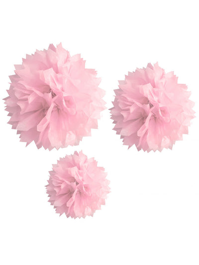 Pompons en papier pour décoration rose lot de 3