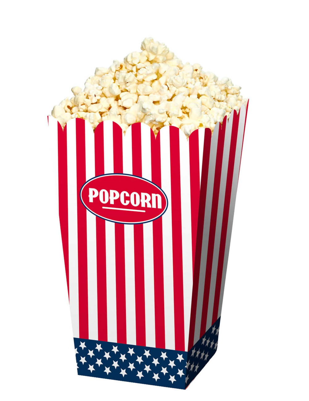 Cajas de palomitas usa para fiesta rojo blanco y azul a rayas con estrellas