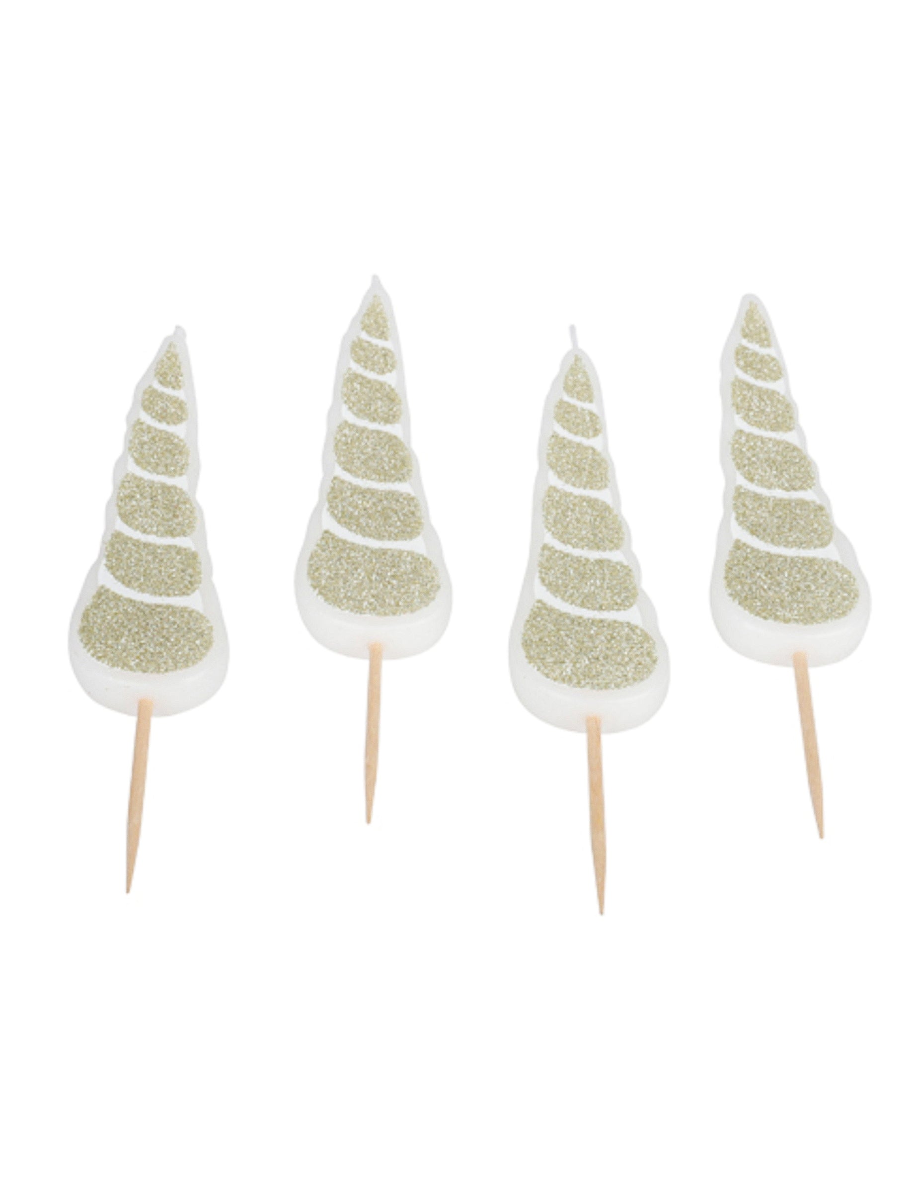 4 bougies corne de licorne pour fête paillettes champagne