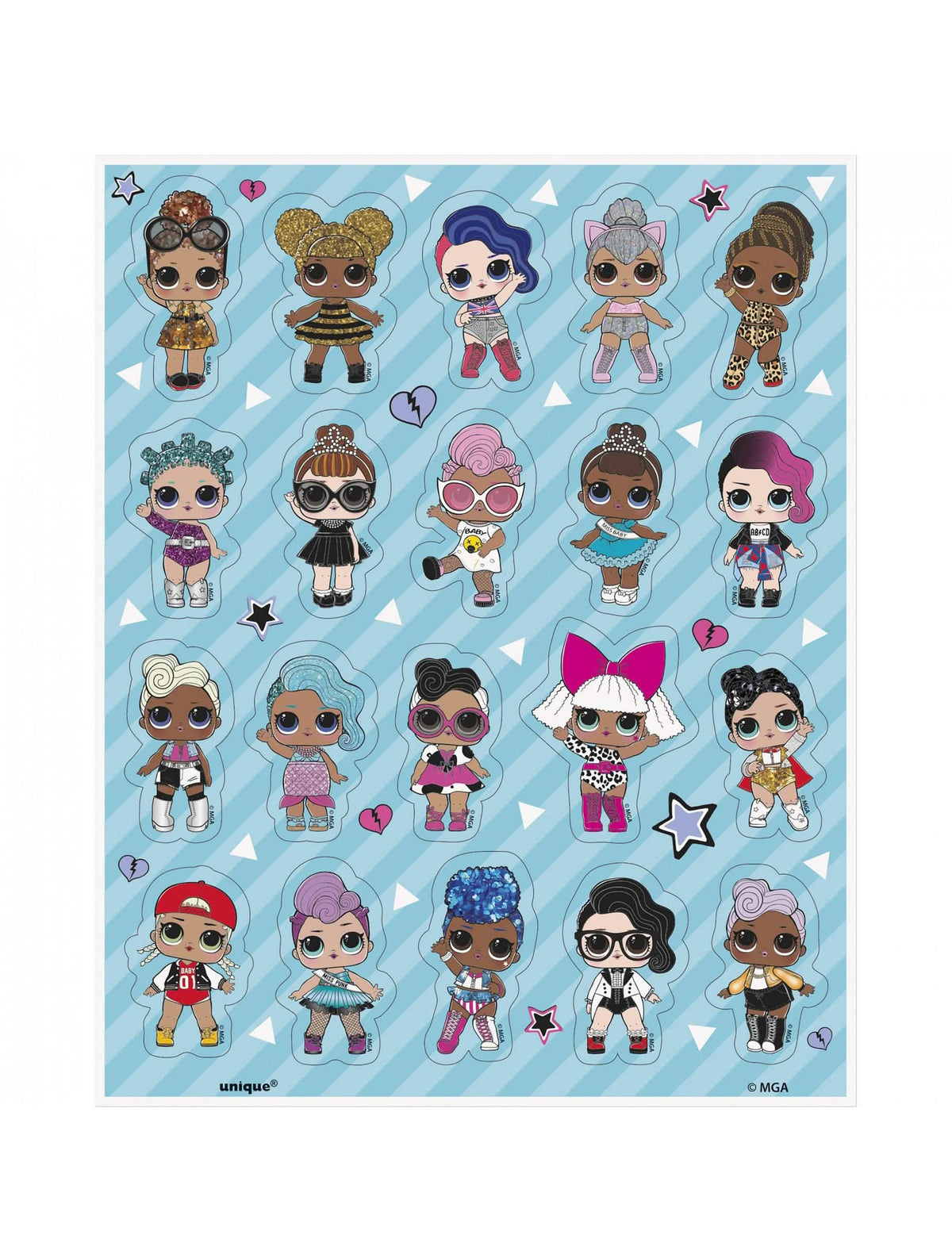 Feuilles de stickers LOL Surprise pour enfant multicolores