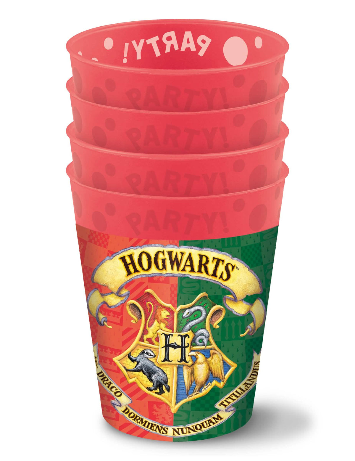 Gobelets réutilisables Harry Potter pour enfant rouges avec blason Poudlard