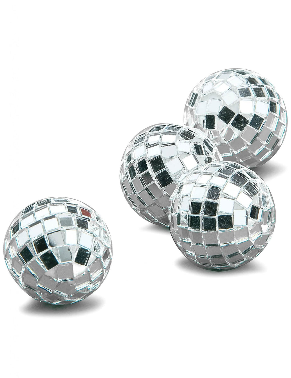 Mini boules à facettes disco pour décoration argentées lot de 4