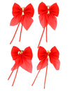 4 lazos con cascabeles rojo y oro 9 x 10 cm