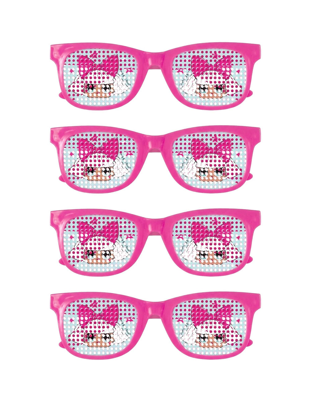 4 paires de lunettes LOL Surprise pour enfant roses à pois