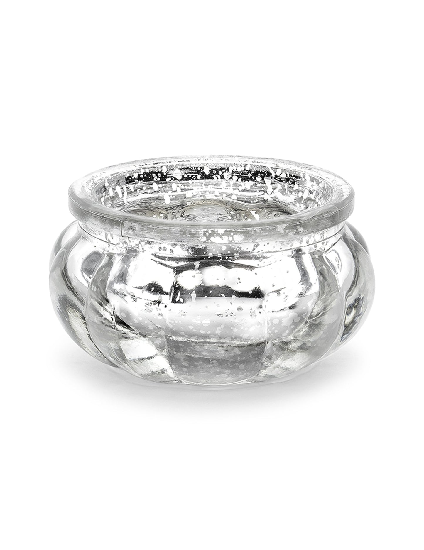 Photophore en verre miroir pour table argenté