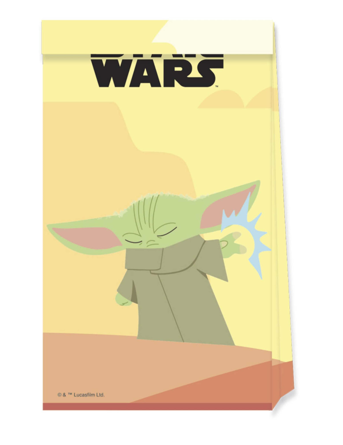 Sachets en papier bébé Yoda The Mandalorian pour enfant jaune et beige
