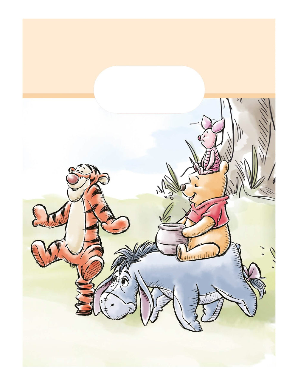 Sacs cadeaux papier Winnie l'ourson pour enfant illustrés avec Bourriquet, Tigrou et Porcinet