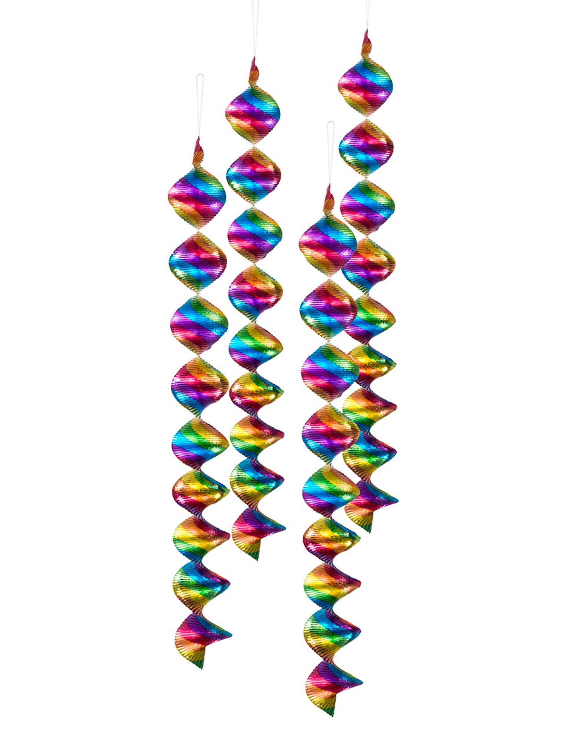 Lot de 4 suspensions spirales multicolores pour fête