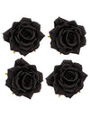 4 cabezas de rosa negras 9,5 x 5,5 cm