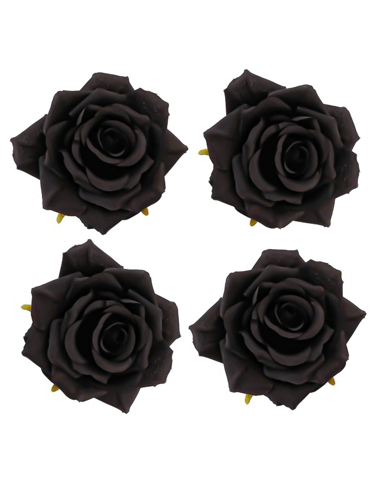 4 cabezas de rosa negras 9,5 x 5,5 cm