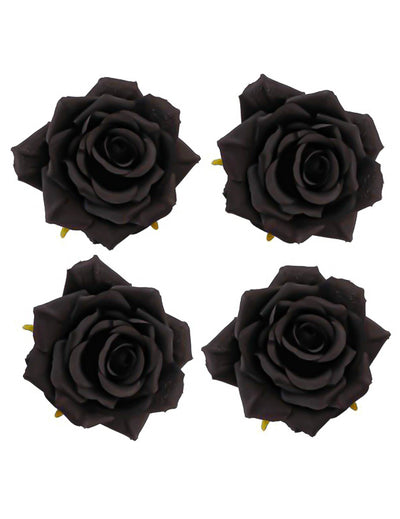 4 cabezas de rosa negras 9,5 x 5,5 cm