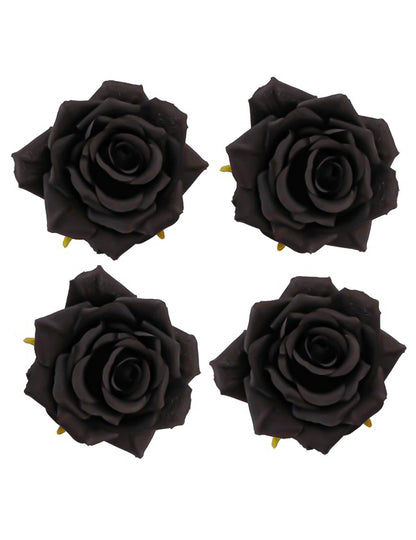 4 cabezas de rosa negras 9,5 x 5,5 cm