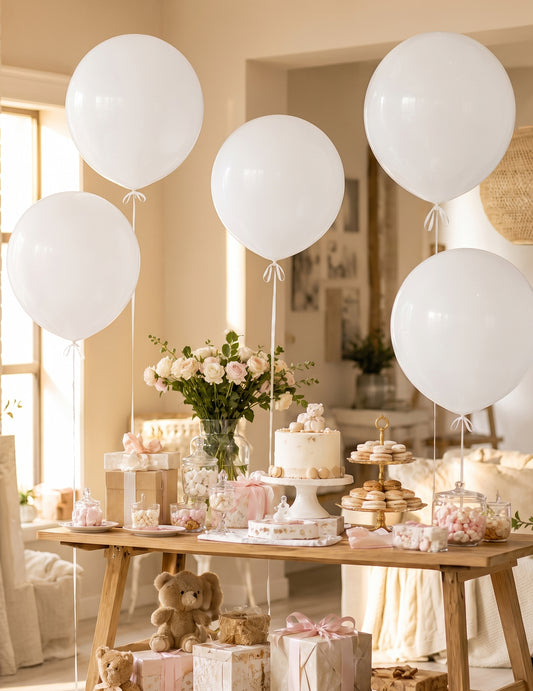 5 Globos gigantes de látex blancos 47 cm