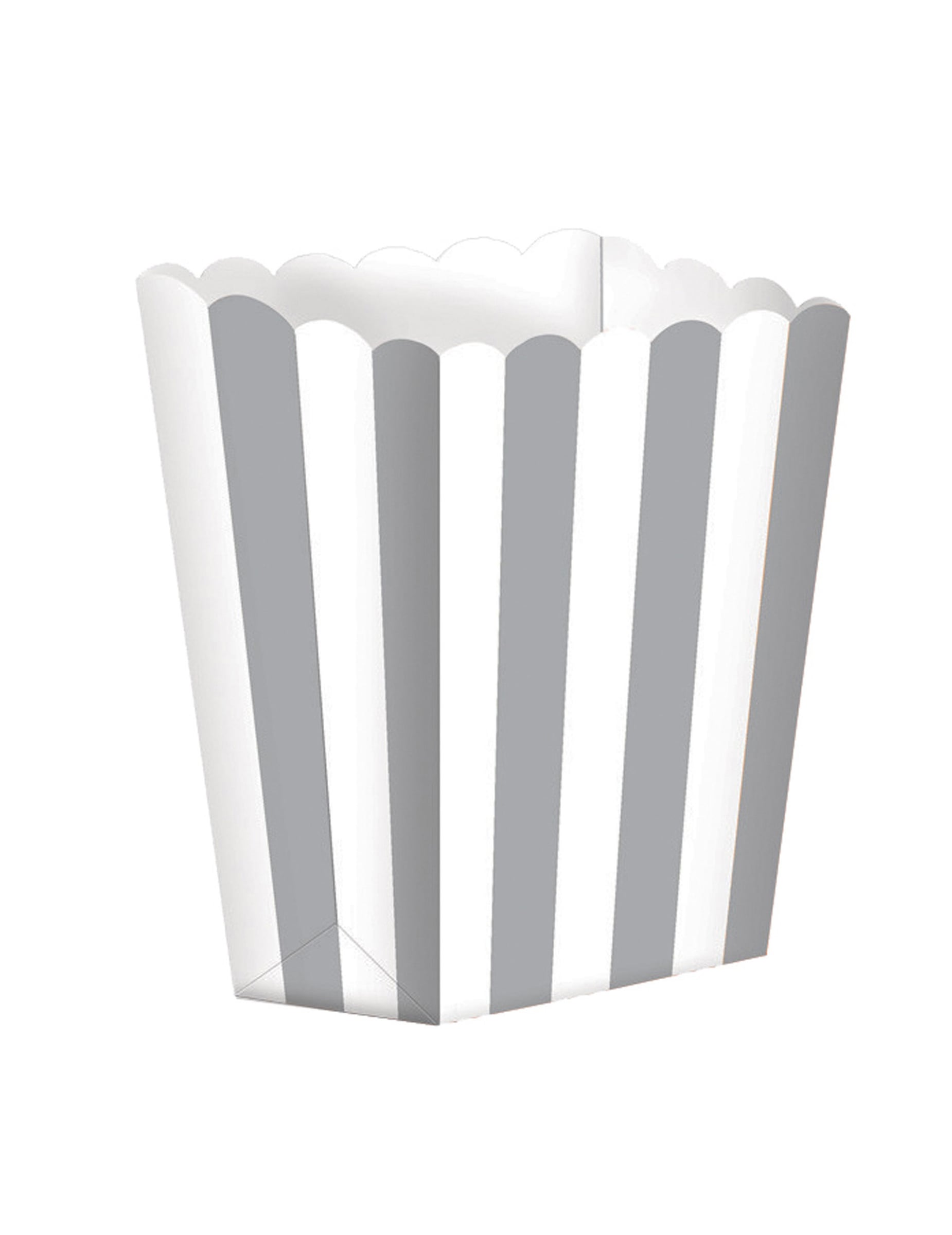 Boites à popcorn en carton soirée cinéma pour fête argent et blanc rayées