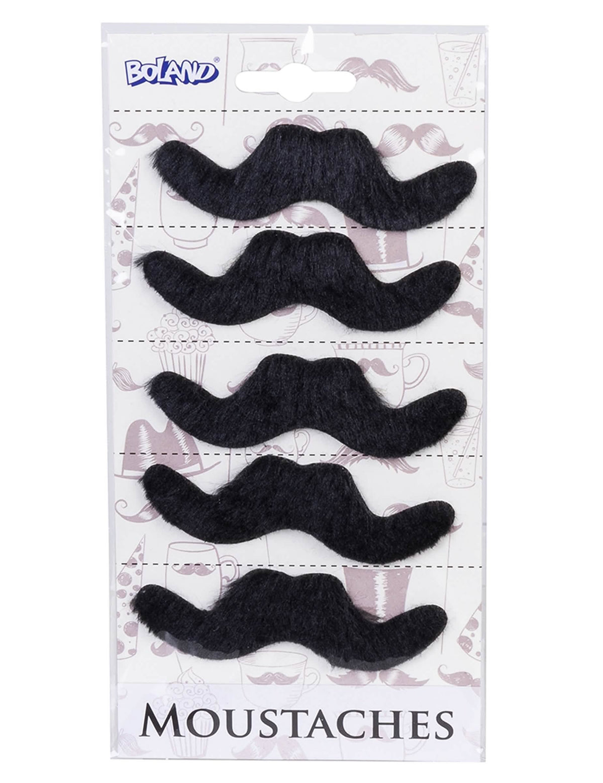 Bigotes adhesivos para adulto negros lote de 5