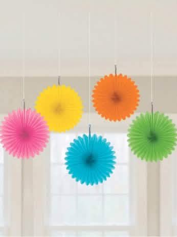 Mini rosetas multicolores para decoración, lote de 5 para colgar