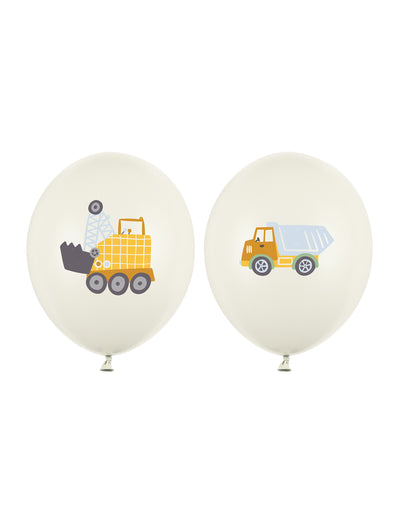 50 globos de látex vehículos de construcción 30 cm