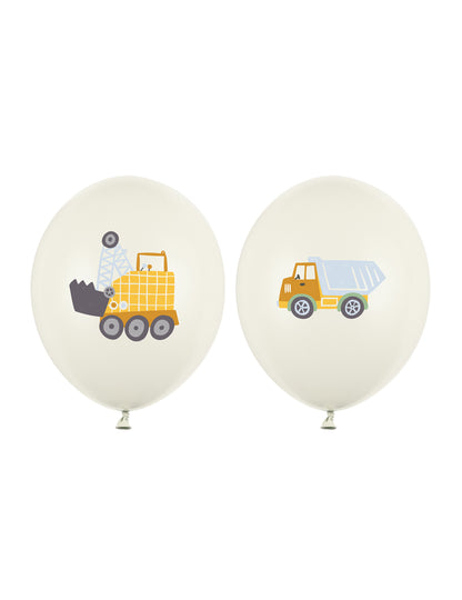 50 globos de látex vehículos de construcción 30 cm