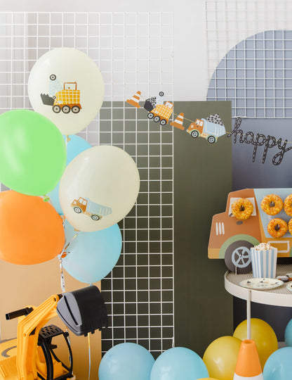 50 globos de látex vehículos de construcción 30 cm