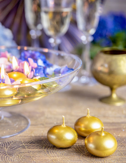 50 velas de disco flotantes oro metalizado 40 mm